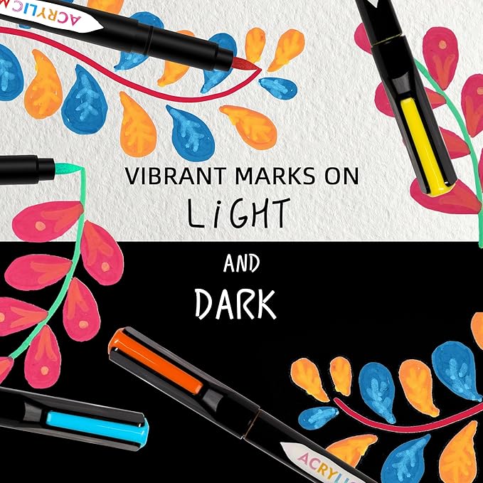 TBC The Best Crafts Acrylic Paint Markers, Big Volume Ink,Waterproof, Non-Toxic, odorless, Suitable for Paper, Pottery, Stones, Backpacks, Glass, Pack of 18