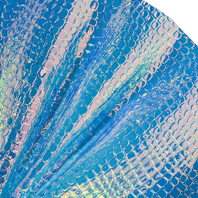 ONEART | Iridescent Transparent Embossed Vinyl Holographic Blue Clear PVC Vinyl Craft Film 16"×54" for Sewing DIY Projects-Stone
