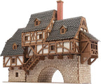 Fawlty Manor (Pro Texture) - Bridge Dwelling - Medieval Tavern - Medieval Europe Series - 3D Puzzle - Architectural Model Kit - DIY - 28mm Scale – 465 Pieces – Ages 15 Years and Above