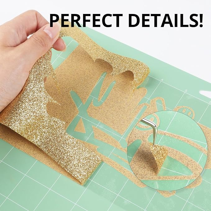 HTVRONT Champagne Glitter HTV Vinyl - 10" x 8ft Light Gold Glitter Heat Transfer Vinyl for T Shirts, Champagne Glitter Iron on Vinyl Compatible with Cricut Cutting Machine (Champagne Gold)