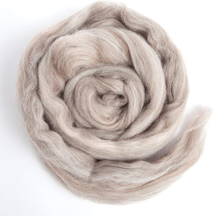 Desert Breeze Distributing 100% Natural Merino Wool Roving - Premium Combed Top Merino Roving Wool - Tapestry, Spinning, Wet Felting & Needle Felting Supplies - 21.5 Micron - 1 oz, Color Taupe