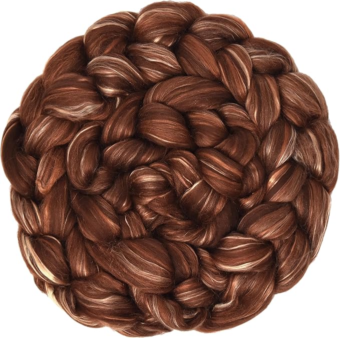 Merino Silk Luxe Tonal Designer Blend. Superfine Merino, Mulberry, Tussah Silk. Top Roving for Spinning or Felting. Cocoa Delight 4oz
