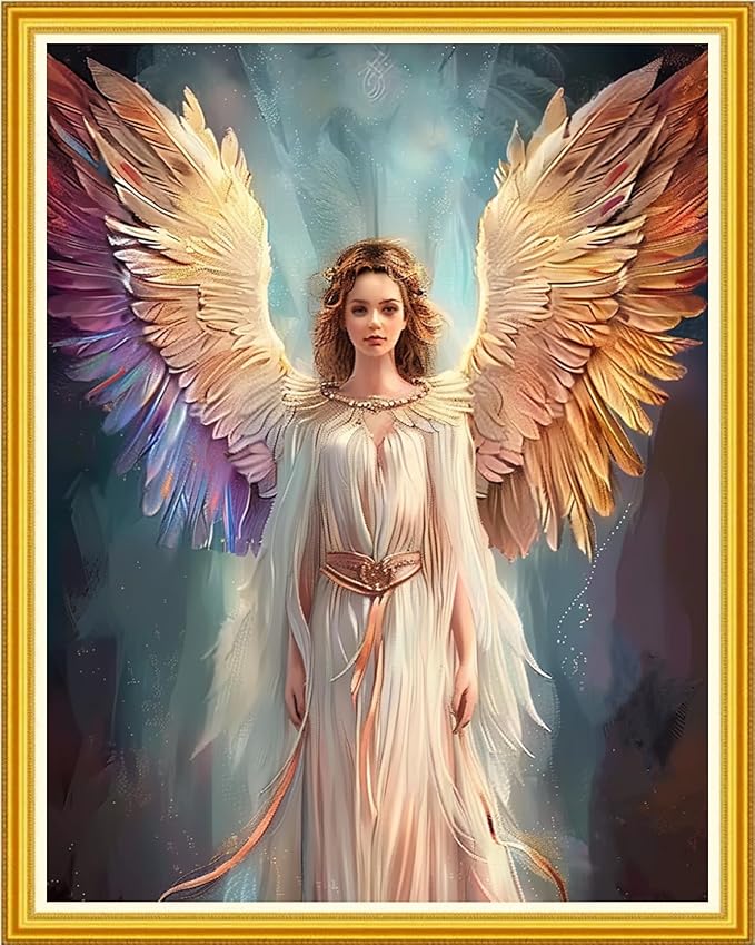 Magxvouy Cross Stitch Kits Stamped Full Range of Embroidery Kits,Cross Stitch Patterns Needlework Kits for Beginners 11CT Printed Kits&Guardian Angel 16x20 inch