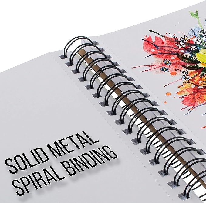 U.S. Art Supply 9"x12" Mixed Media Sketchbook, 2 Pack (60 Sheets), 98 lb (160 GSM) - Spiral-Bound Pad with Perforated Acid-Free Paper - Artist Sketch Book for Drawing, Painting, Watercolor