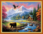 Dimxvean Stamped Cross Stitch Kits,Cross Stitch Kits for Adults Beginners,Embroidery Kits Full Range of Cross Stitch Stamped Kits Needlepoint Kits Cross Stitch Patterns-Forest Bear 16x20 inch