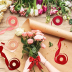 1 Inch Red Satin Ribbons for Crafts, 6 Rolls Single-Faced Red Assorted Ribbons for Gift Wrapping Flower Bouquet Wedding Invitations Bridal Shower Hair Bows Garland Party Decor