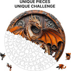 KAAYEE Wooden Puzzles for Adults, 3D Vision Mechanical Dragon Wooden Jigsaw Puzzles, Unique Shape Advanced Wood Puzzle Adult, Birthday Fathers Family Games (L-13.4 * 13.3in-300pcs)