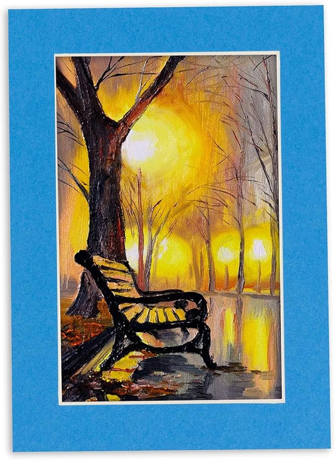 11x14 Mat for 8.5x11 Photo - Precut Bay Blue Picture Matboard for Frames Measuring 11 x 14 Inches - Bevel Cut Matte to Display Art 8.5 x 11 Inches - Acid Free ONE MAT with Backing Board & Clear Bag