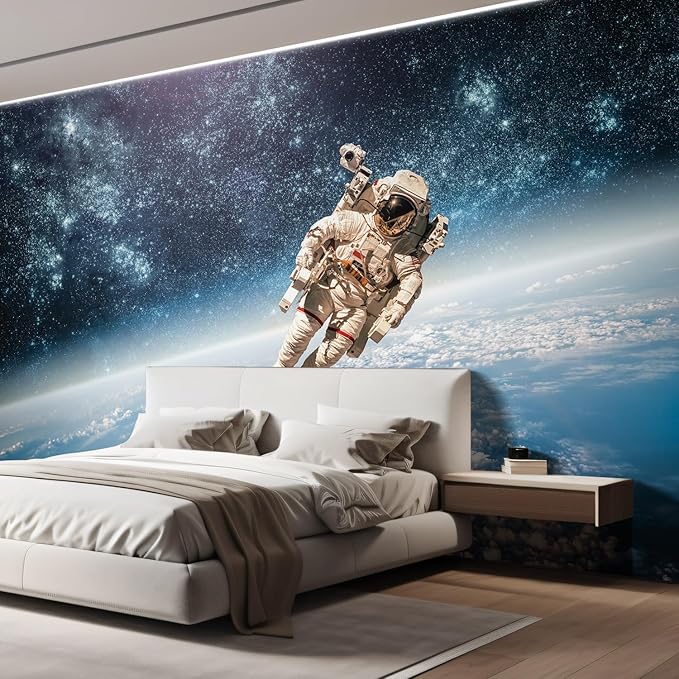 wall26 -an Astronaut Floating About Planet Earth- Wall Mural, Removable Sticker, Home Decor - 100x144 inches