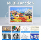 A4 Light Pad with Foldable Stand, UL Certified Adapter, 8000 Lux Super Bright Ultra Thin Pad for Cricut Weeding Vinyl, Artist Drawing Light Box/Board/Table for Tracing, Sketching - White