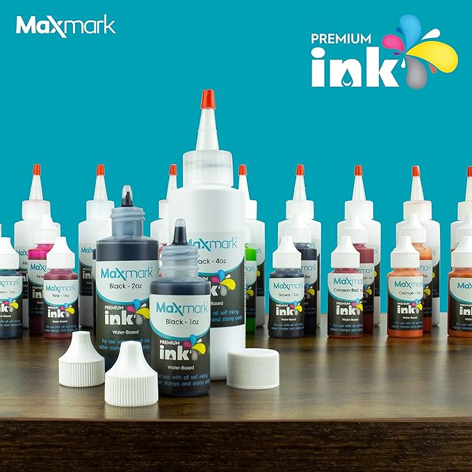 MaxMark Premium Refill Ink for self Inking Stamps and Stamp Pads, Pink Color - 1 oz.