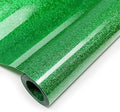 Christmas Green Glitter HTV Heat Transfer Vinyl, 12" x 8ft lron on Vinyl, for T-Shirt Ironing, Vinyl HTV Easy to Cut and Weed, The Best Choice for DIY Creativity. (Greener, 12" x 8ft)