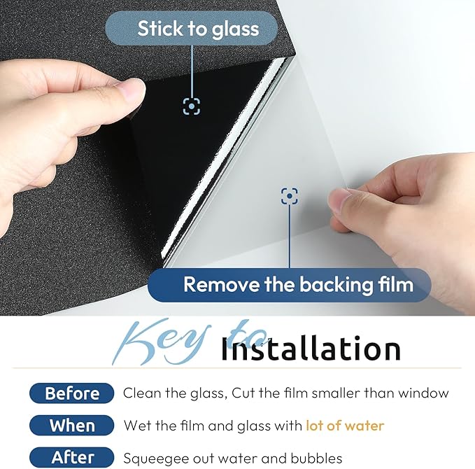 rabbitgoo Blackout Window Film, Sun Heat Blocking Privacy Cover for Glass, Removable Opaque Room Darkening Dark Black Out Window Covers Tint Shades for Home Day Sleep Light Blocker 17.5 x 118.1 Inches