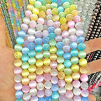 36PCS 10MM Natural Stone Colorful Selenite Gypsum Beads Round Loose Beads for Jewelry Making DIY Bracelet Necklace Accessories 15" Energy Healing Power Stone Beads
