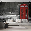 wall26 British Phone Booth in London, United Kingdom Removable Wall Mural | Self-Adhesive Large Wallpaper - 108x120 inches