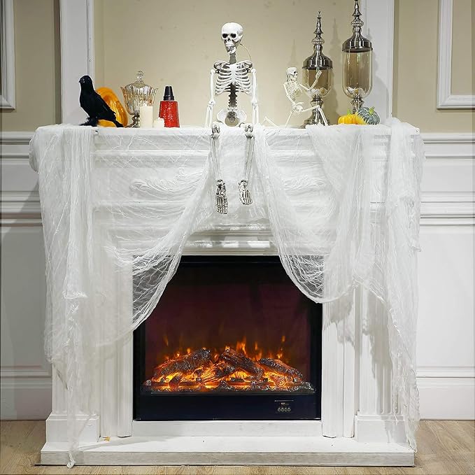 Boao Halloween Cheese Cloth 85 x 197 Inch White Cheesecloth Roll for Crafts Large Cotton Muslin Gauze Fabric for Halloween Outdoor & Indoor Spooky Decoration