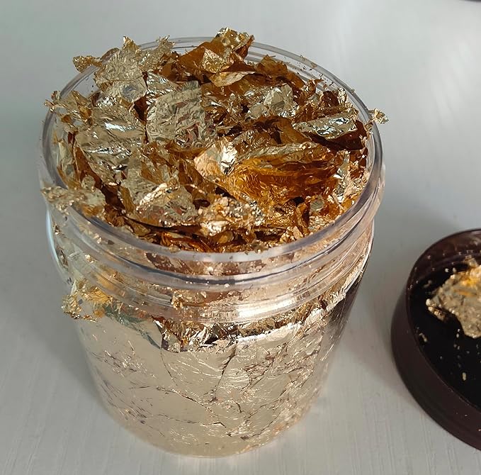Gilding Flakes,Gold Foil Flakes for Resin,Blue Red Purple Pink Metallic Foil Flakes for Resin Jewelry Making,Nails,Painting Art,Crafts and Slime (Imitation Gold)