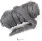 Colored Natural Wool roving, 8 OZ. Best Wool for Needle Felting, Wet Felting, handcrafts and Spinning. (Graphite)