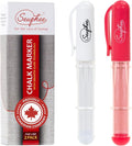 Fabric Markers for Sewing – Ergonomic Tailors Chalk Pen with Improved Dosing Wheel for Sharp Lines - Washable Sewing Chalk Marking Pens that are Compatible with Most Fabrics - White and Pink 2 Pack