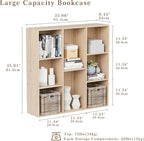 Wooden Cube Storage Organizer with Closed Back Panel, 11in Cube Shelf Opening, Bookshelf, Display Shelf,Closet Cabinet for Home and Office (White Oak, 8-Cube 35.98L*9.45W*35.91H)