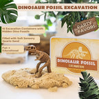 Dinosaur Party Favors for Kids Pack of 10 - Dinosaur Fossils & Quartz Sand Jars - Sensory Sand for Kids to Dig Up Dino Bones - Includes Customizable Dino Decorations, Cupcake Toppers & Labels