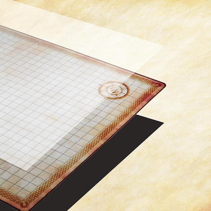 ENHANCE Deluxe RPG Grid Mat - DND Map (24x36in) with Premium Rubber, Non-Slip Grip, No Creasing - Dry Erase DND Mat Set for Masters and Starters, Erasable Parchment with Travel Pouch, Marker Set