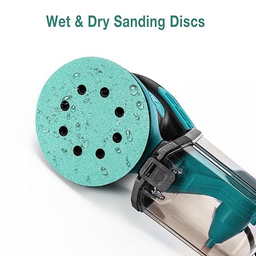 5-Inch 8-Hole Wet Dry Sanding Discs 600 Grit, Polyester Film Backed Heavy-Duty Hook and Loop Sandpaper for Random Orbital Sander, 50-Pack