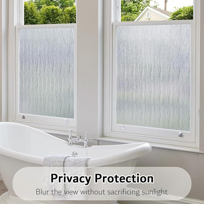 VELIMAX Frosted Window Privacy Film Non Adhesive Window Cling Removable Glass Covering Clear Water Opaque Window Film for Home Anti UV 23.6x78.7 inches