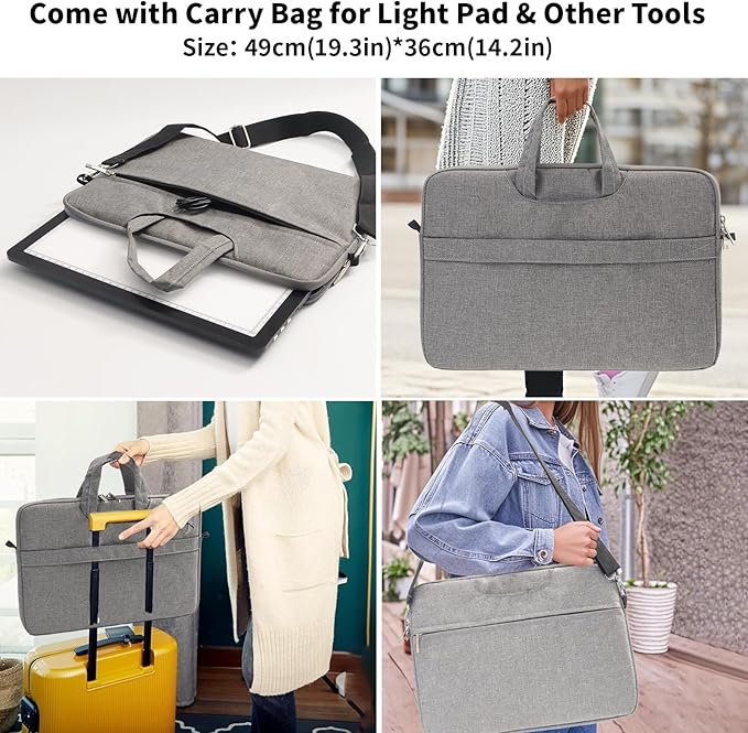 TOHETO A3 Light Board with Bag for Diamond Painting, Super Bright Magnetic Light Pad with Side Buttons, Lightbox for Tracing and Drawing, Corded Light Table for Sketching, Weeding Vinyl (Black)