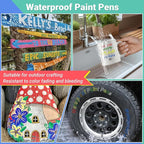 Oil Based Paint Markers, 8 Colors Dual Tip Paint Pens Paint Markers(0.7mm & 3mm), Waterproof Paint Pen for Rock Painting, Metal Wood Glass Stone Canvas Mugs Fabric Plastic