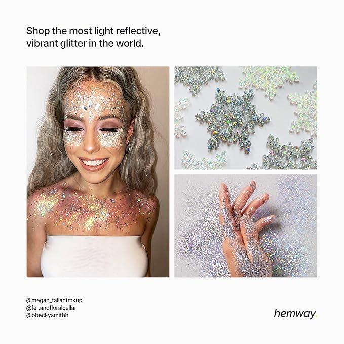Hemway Polyurethane & Epoxy Resin Glitter 100g / 3.5oz Metallic Crystal Flake Additive for Flooring Jewelry Tumblers Glass Pigment - Extra Chunky (1/24" 0.040" 1mm) - Silver Holographic