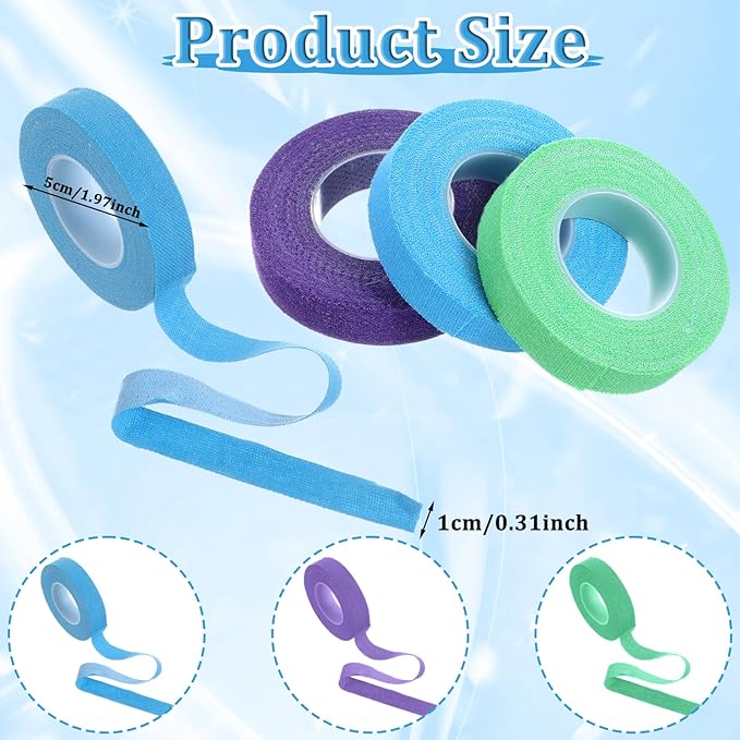 3 Rolls Thimble Tape for Hand Sewing, Self-Adhesive Cotton Finger Protector, Breathable Finger Tape Adjustable Knitting Bandage for Quilting, Embroidery DIY Crafts (Green, Purple, Blue)