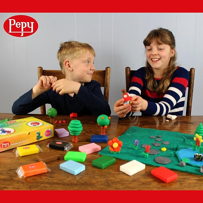 Pepy Plastilina Reusable and Non-Drying Modeling Clay Gift; Set of 24 Bars with Modeling Tools & Tutorial, 2 Each of 12 Colors, 1.4 oz Bars, Perfect for Arts and Crafts Projects