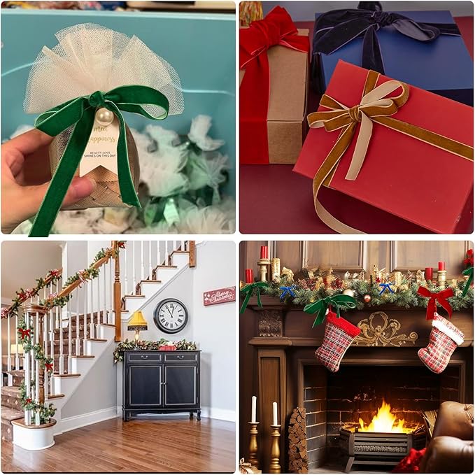 1" X 20 Yards Purple Velvet Ribbon for Christmas Tree Wreath Decoration Handmade Crafts Ornaments Gift Wrapping & Bow Making