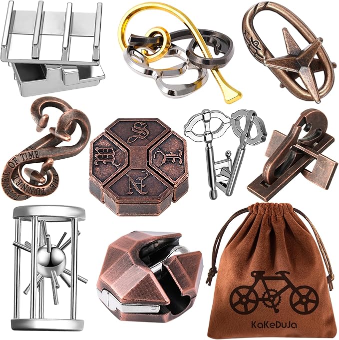 9pcs Metal Puzzle for Adult Disentanglement Puzzles Lock Puzzle Games Set Gift for Adults Teenagers