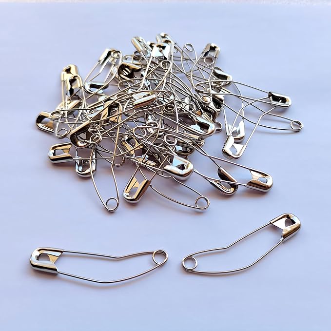 iNee Curved Safety Pins, Quilting Basting Pins, Nickel-Plated Steel, Size 3, 50 Count