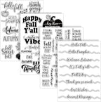 Whaline 4 Sheet Fall Thanksgiving Words Clear Stamps Greeting Words Pumpkin Maple Leaves Silicone Transparent Stamps Happy Fall Stamp Cards for DIY Craft Card Making Scrapbooking Embossing Album Decor
