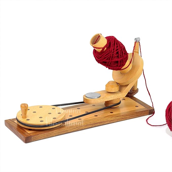 Wooden Handcrafted Heavy Duty Wooden Yarn Ball Winder - Premium Crafted Knitting Crocheting Accessories & Combo Set - Table Top Yarn Swift (Rosewood + Steem Beech Wood)