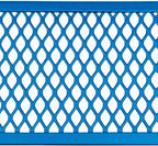 Global Industrial 6’L Rectangular Picnic Table, Expanded Metal, Blue Thermoplastic Coating, Attached Benches, 1-1/2” Umbrella Pole Hole, Outdoor-Rated, 1000 lb Capacity, 72” x 30” Tabletop