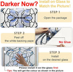 3D Stained Glass Window Privacy Film, Heat Control UV Blocking Static Cling Decorative Window Film for Bathroom,Front Door,Home Non Adhesive,16.9 x 78.7 inches Azure Bloom