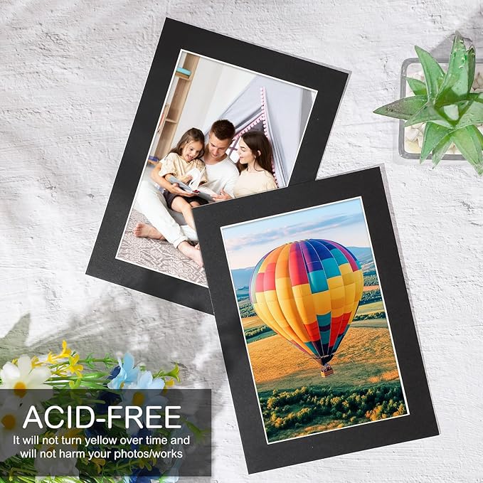 Prudiut 15 Pack 4x6 Black Picture Mats, Frame Mattes for 3x5 Pictures Display Photo Frame Mat Core Bevel Cut Mat Board Show Kit for Photos, Prints, Artworks