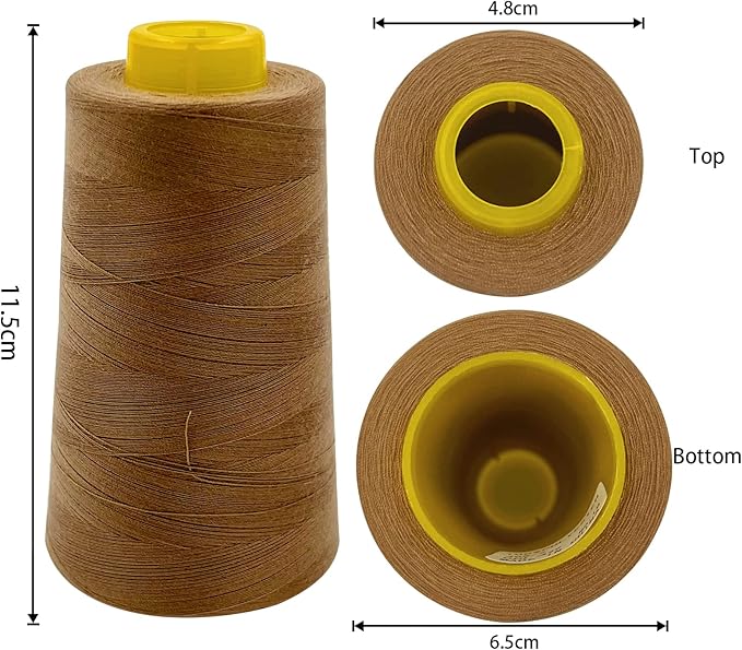 Tortoise 4 Cones of 3000 Yards Each Spool Thread for All Purpose, Serger, Overlock, Quilting, Sewing Machine - 100% Polyester - 40S/2 Ginger