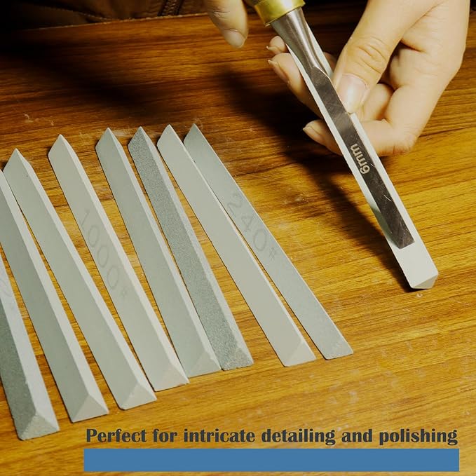 10pcs Triangular Sharpening Stone Sticks Set, 5.92inch Green Silicon Carbide Oil Stones, Grit Sizes 80#-3000# for Models, Metal, & Knife Cutting Tools