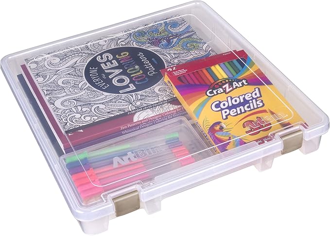 ArtBin 9100AB Super Satchel Slim 1 Open Compartment, Art & Craft Organizer, [1] Plastic Storage Case, Clear