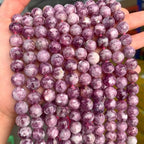 45PCS 8MM Natural Stone Purple Emerald Beads Round Loose Beads for Jewelry Making DIY Bracelet Necklace Accessories 15"