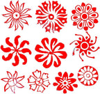 Royal Kraft Round Wooden Printing Stamps (Set of 10) - DIY Henna Fabric Textile Paper Clay Pottery Blocks Htag2163
