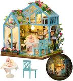 DIY Miniature House Kit, DIY Dollhouse Kit for Adults to Build, Mini House Kit with LED, Mayberry Street Miniatures, Ideal Gifts for Birthday, Halloween Christmas(Flower Garden Tea House)