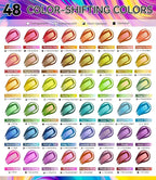 64 PCS Iridescent Acrylic Paint Set with 12 Brushes, 2 Knives & Palette, 48 Colors (2oz/60ml) Art Craft Paint for Adults Kids Artists Beginners, Halloween Pumpkin Canvas Ceramic Rock Painting Kit