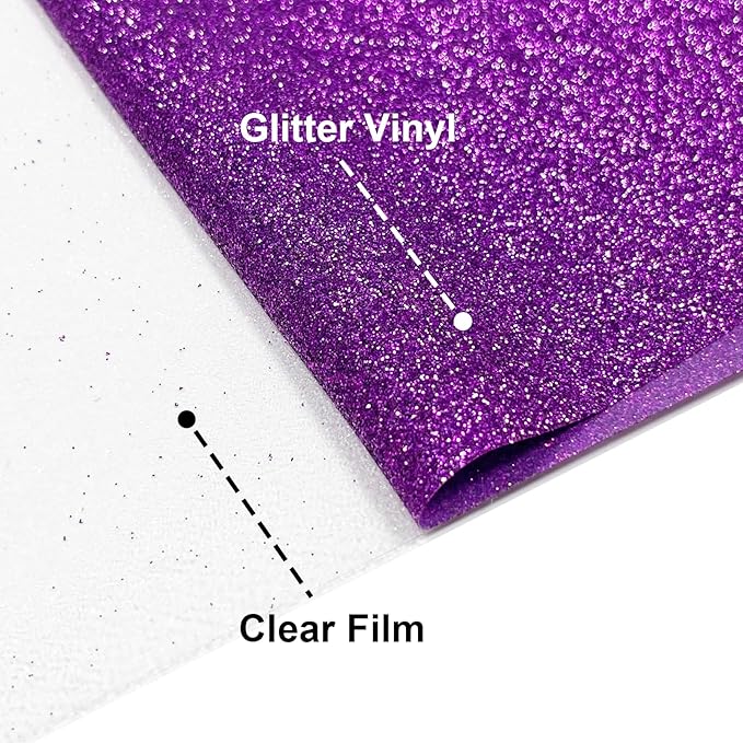Dark Purple Glitter HTV Heat Transfer Vinyl, 12" x 8ft lron on Vinyl, for T-Shirt Ironing, Vinyl HTV Easy to Cut and Weed, The Best Choice for DIY Creativity. (Dark Purple, 12" x 8ft)