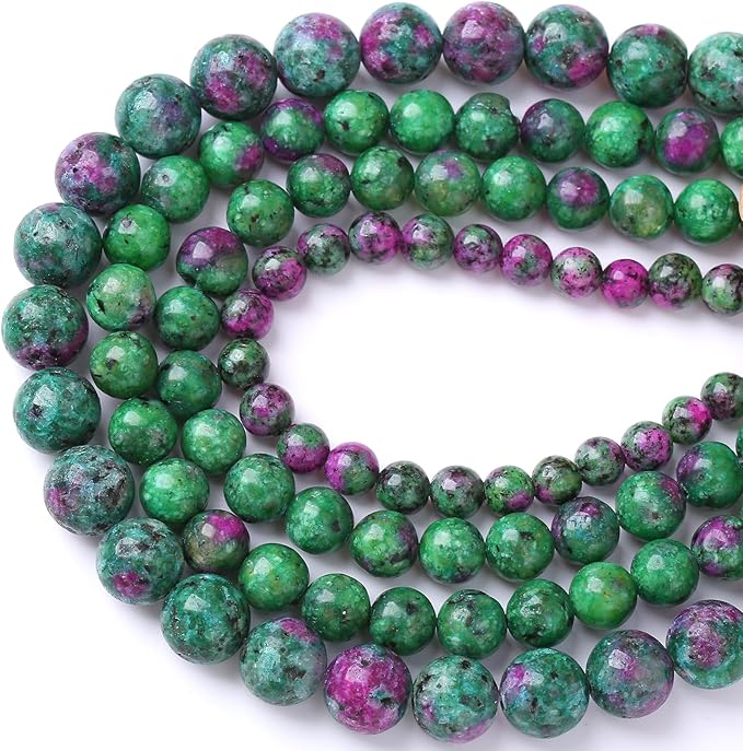 32pcs 12mm Natural Epidote Zoisite Stone Beads for Jewelry Making DIY Bracelet Necklace Accessories 15" Energy Healing Power Stone Beads
